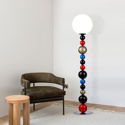 Scandinavian Creative Colorful Round Ball Glass 1-Light Standing Floor Lamp