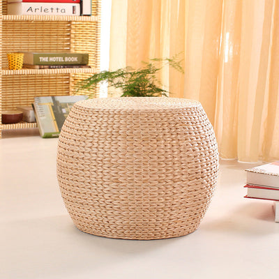 Traditional Chinese Round Column Wood Chair Backless Armless For Living Room