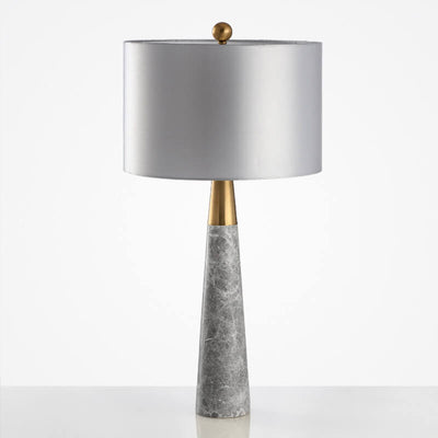 Modern Simple Fabric Lampshade Gray Marble Base 1-Light Table Lamp