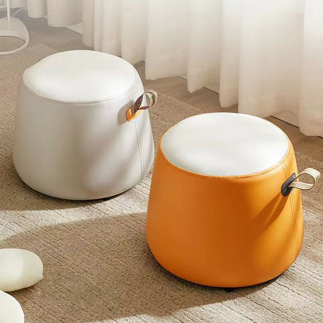 Contemporary Simplicity Cylinder Fabric Pouf Low Stool For Living Room