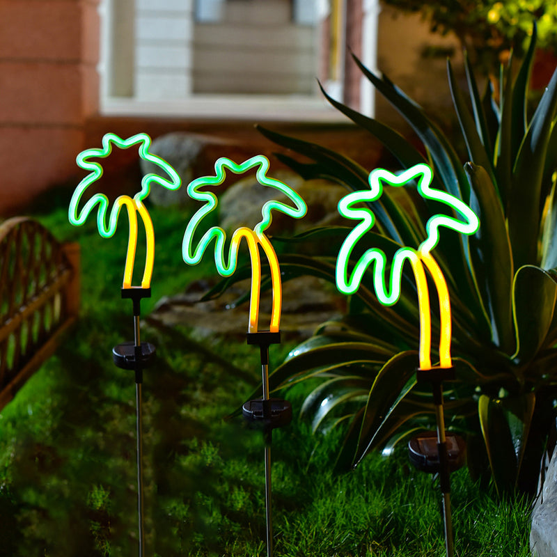 Modern Minimalist Solar Waterproof Coconut Tree Pineapple Line PVC Stainless Steel LED Outdoor Light For Garden