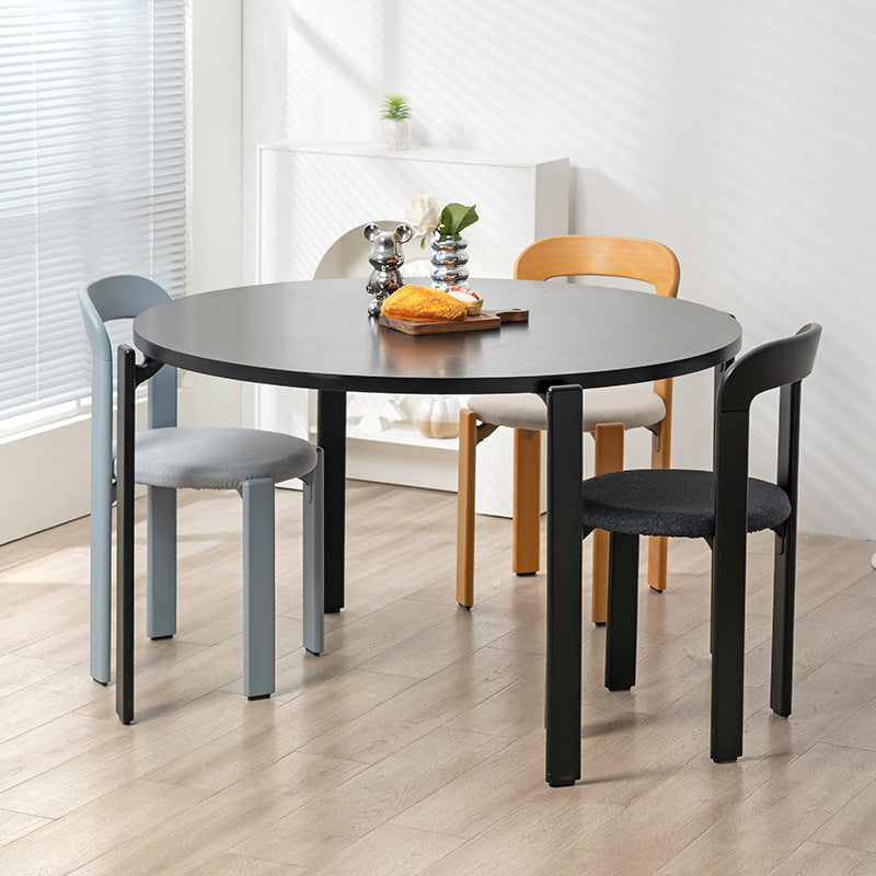 Contemporary Retro Round Wood Poplar Core Panel Dining Table For 2/4 Seats