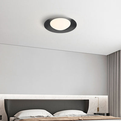 Modern Simplicity Round Copper Glass LED Flush Mount Ceiling Light For Bedroom