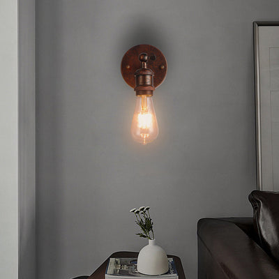 Contemporary Industrial Round Iron 1-Light Wall Sconce Lamp For Living Room