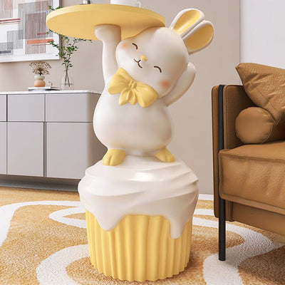 Contemporary Creative Cartoon Rabbit Resin Side Table 1-Tray For Living Room