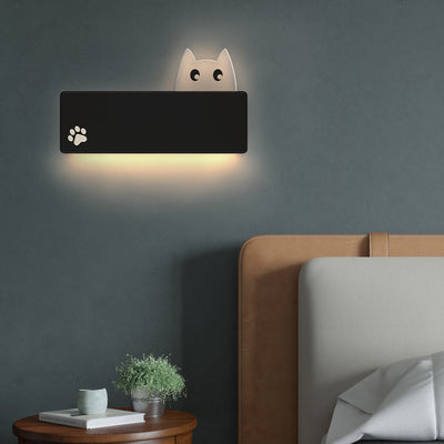 Modern Simplicity Cartoon Animal Cat Rectangular Iron LED Wall Sconce Lamp For Living Room