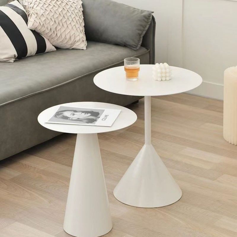 Modern Minimalist Round Cone Base Iron Coffee Table For Living Room