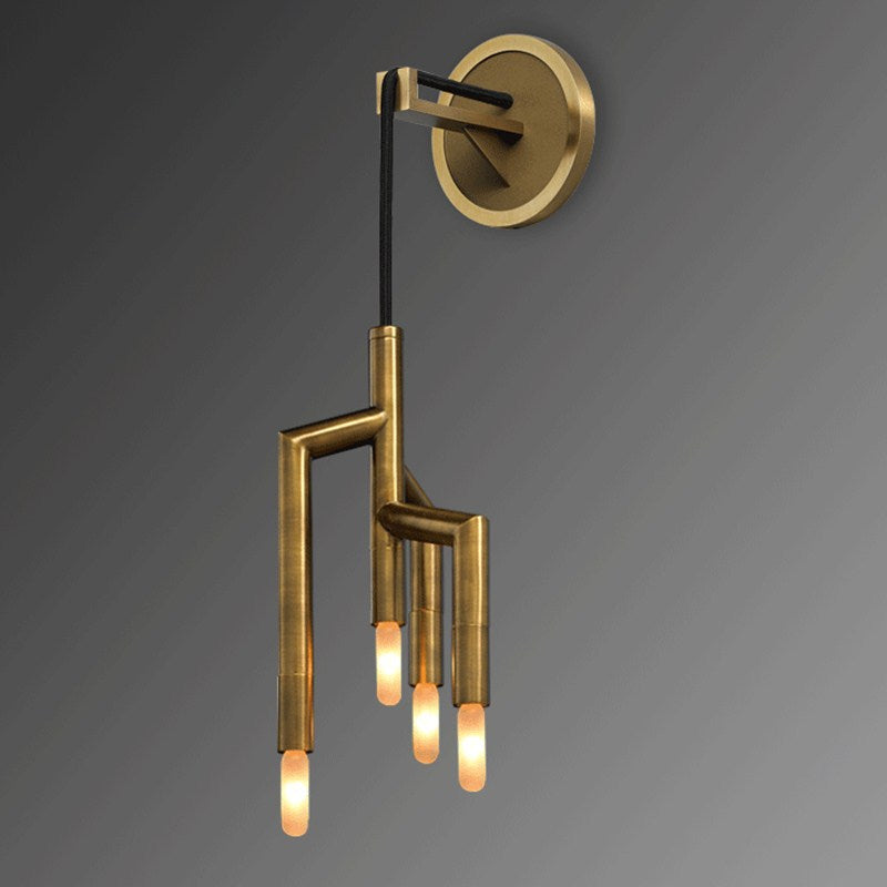 Contemporary Industrial Copper Strip Pendant 4-Light Wall Sconce Lamp For Hallway