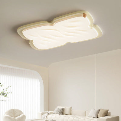 Modern Nordic Cream Biscuit PVC Shade Hardware LED Flush Mount Ceiling Light For Bedroom