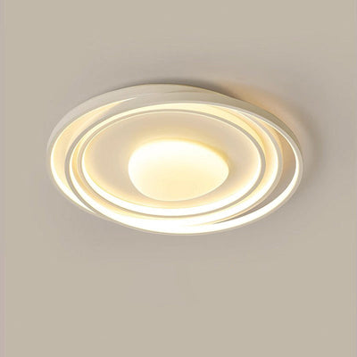 Modern Minimalist Cream Round Acrylic Iron LED Flush Mount Ceiling Light For Living Room