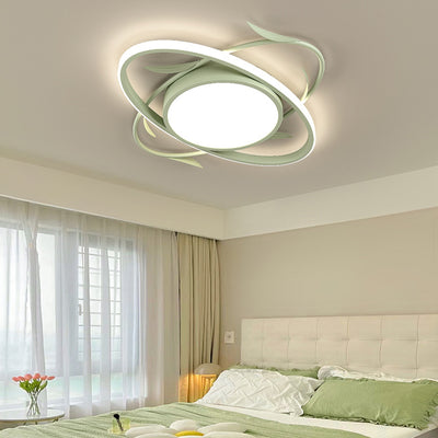 Modern Art Deco Iron Acrylic Square Round Leave LED Flush Mount Ceiling Light For Bedroom