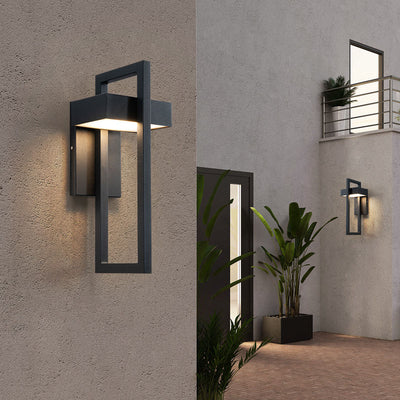 Modern Minimalist Rectangular Stainless Steel LED Wall Sconce Lamp For Outdoor Patio