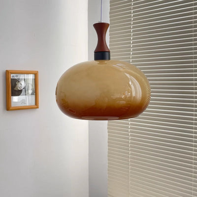 Contemporary Simplicity Oval Glass Shade 1-Light Pendant Light For Living Room