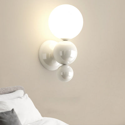 French Cream Style Pearl Shape Plastic Iron 1-Light Wall Sconce Lamp