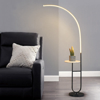 Contemporary Simplicity Arc Aluminum Strip With Marble Iron Pallet LED Standing Floor Lamp For Living Room