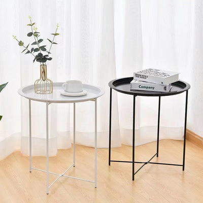 Modern Minimalist Round Iron Frame Coffee Table Tray For Living Room