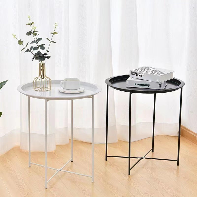 Modern Minimalist Round Iron Frame Coffee Table Tray For Living Room