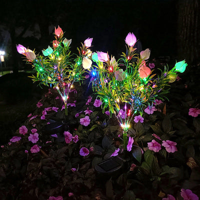 Contemporary Creative Waterproof Imitation Gardenia LED Solar Lawn Insert Light For Outdoor Patio