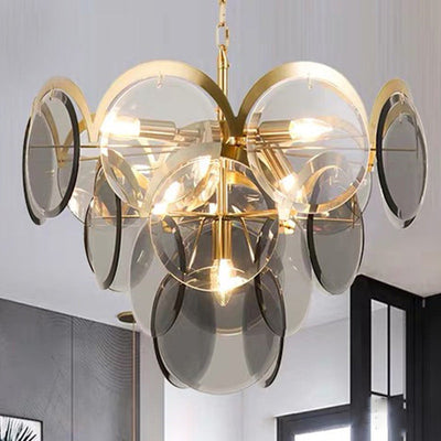 Contemporary Luxury Iron Glass Conic 7/13 Light Chandelier For Living Room