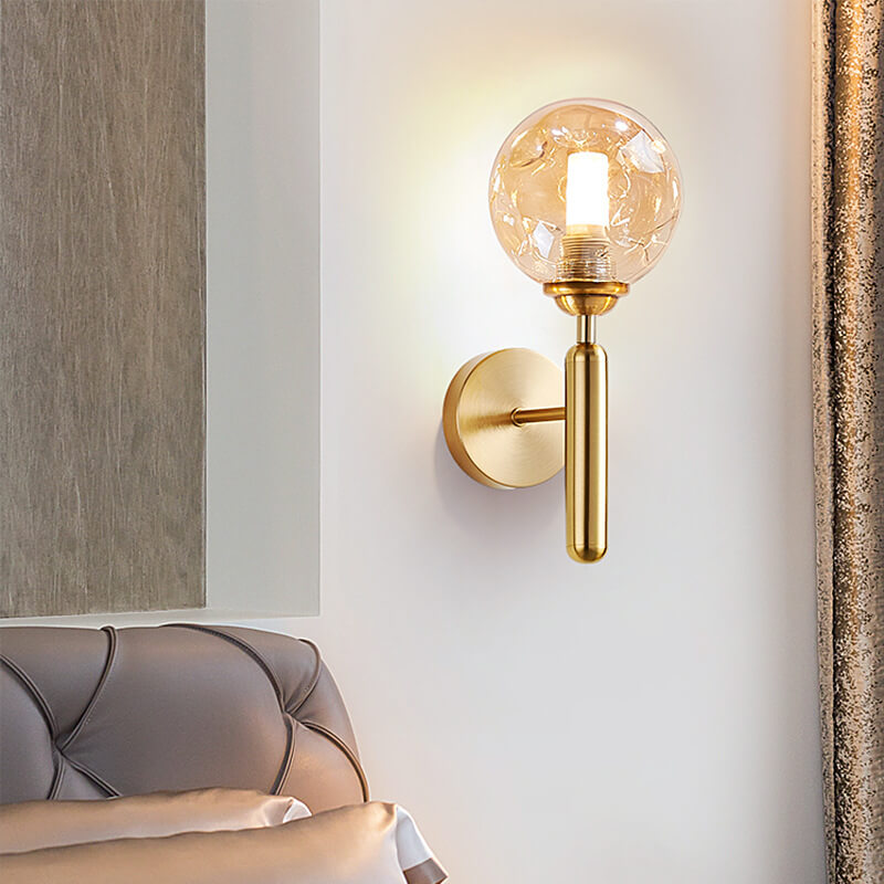 Modern Simple Light Luxury Glass Sphere 1-Light Wall Sconce Lamp