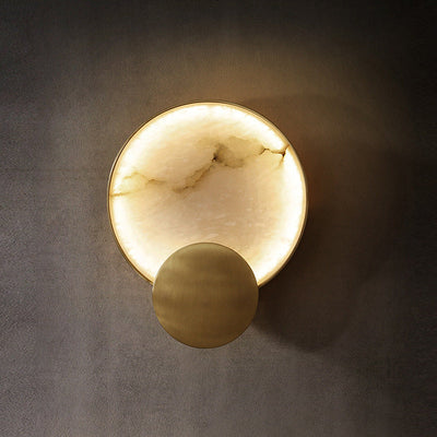 Modern Minimalist Round Iron Marble LED Wall Sconce Lamp For Living Room