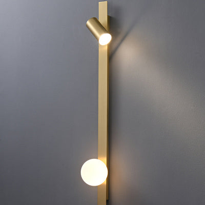 Modern Minimalist Strip Round Ball Brass Glass LED Wall Sconce Lamp For Bedroom