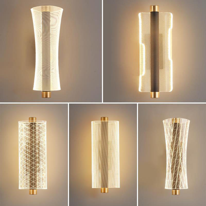 Modern Mid-Century Cylinder Hardware Acrylic LED Wall Sconce Lamp For Bedroom