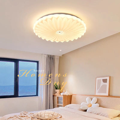 Modern Minimalist Round Sunflower Iron PVC LED Flush Mount Ceiling Light For Living Room