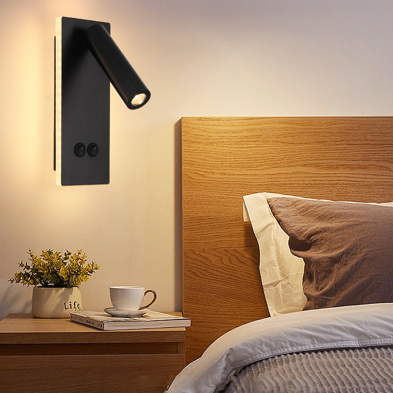 Modern Minimalist Rectangular Round Iron Aluminum LED Wall Sconce Lamp For Bedroom