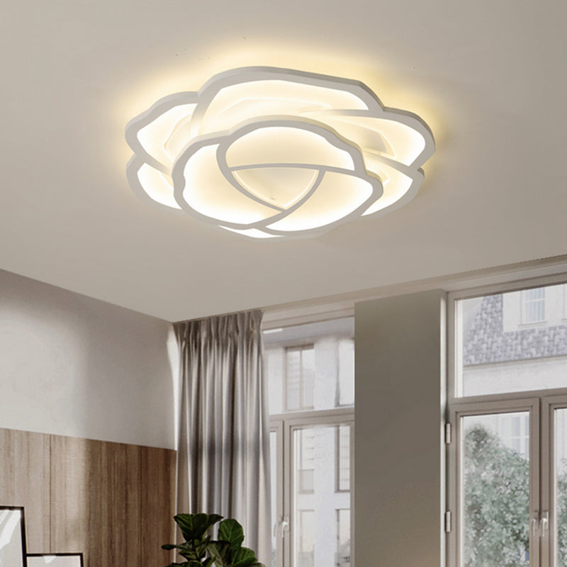 Modern Minimalist Rose Shape Iron Acrylic LED Flush Mount Ceiling Light For Bedroom