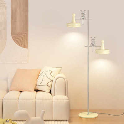 Modern Minimalist Round Spherical Iron Glass 2-Light Standing Floor Lamp For Living Room