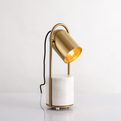 Nordic Light Luxury Cylinder Ring Hardware Marble Column 1-Light Table Lamp