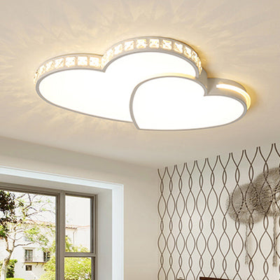 Modern Minimalist Heart Iron Crystal Acrylic LED Flush Mount Ceiling Light For Bedroom