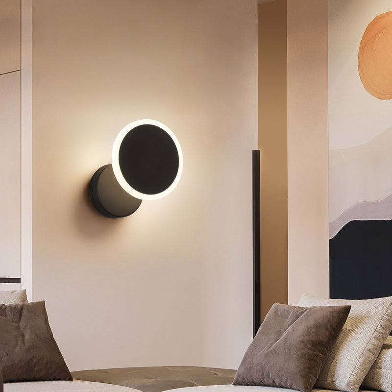 Modern Simplicity Rotatable Round Iron Acrylic LED Wall Sconce Lamp For Bedroom