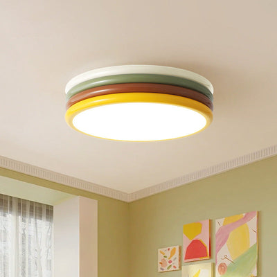 Contemporary Creative Iron Acrylic Round Hamburger LED Flush Mount Ceiling Light For Bedroom