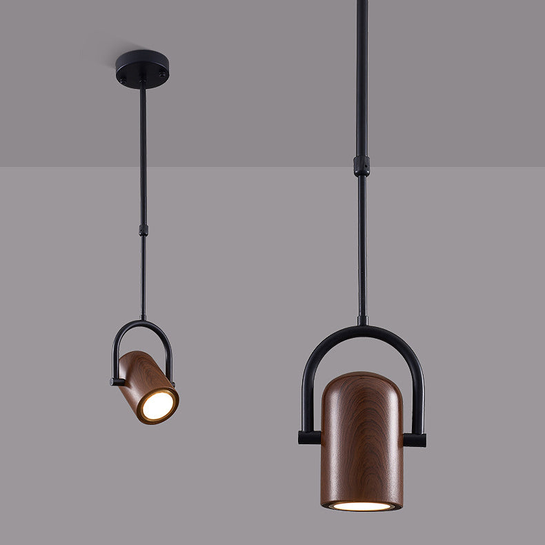 Modern Minimalist Cylinder Rotatable Angled Iron Glass LED Pendant Light For Living Room