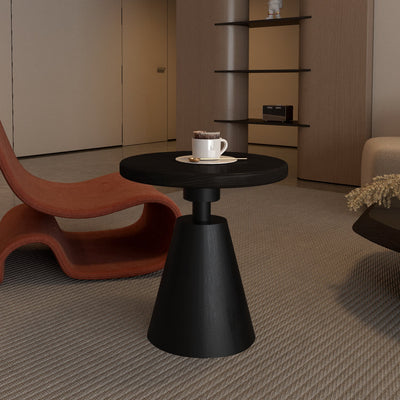 Modern Minimalist Round Cone Base Wood Metal Coffee Table For Living Room