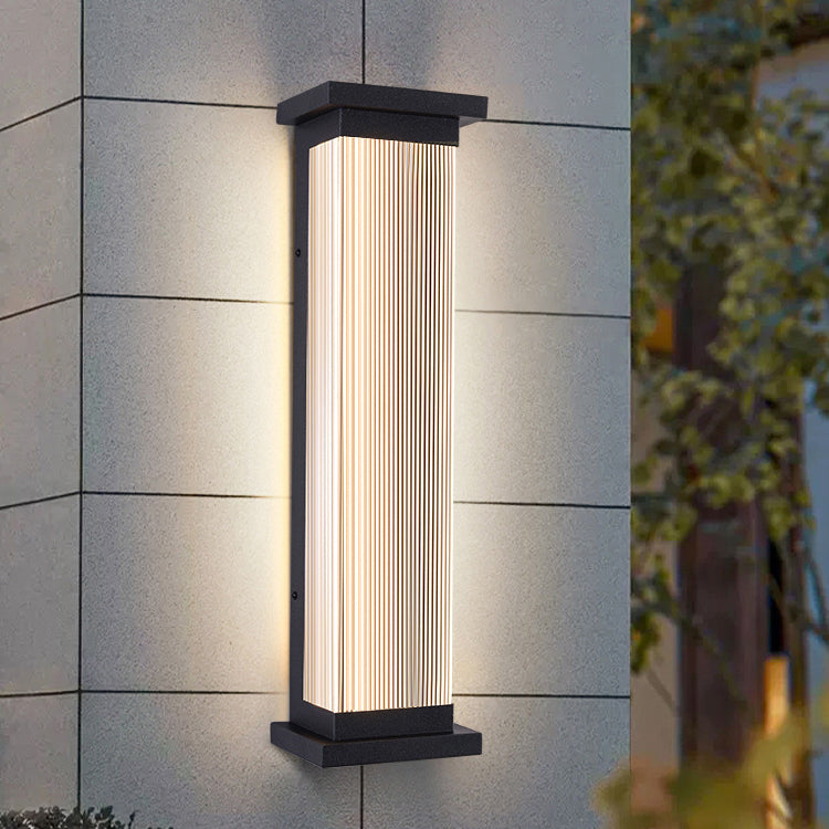 Modern Minimalist Waterproof Striped Rectangle Stainless Steel Acrylic Wall Sconce Lamp For Outdoor Patio