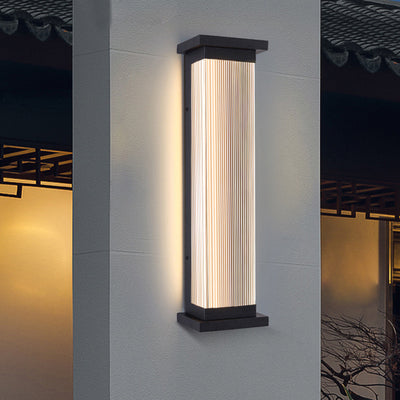 Modern Minimalist Waterproof Striped Rectangle Stainless Steel Acrylic Wall Sconce Lamp For Outdoor Patio