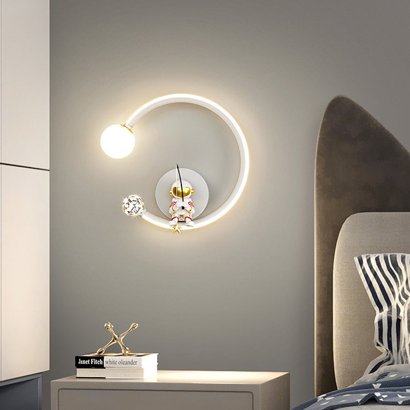 Contemporary Creative Cartoon Astronaut Iron Aluminum LED Wall Sconce Lamp For Bedroom