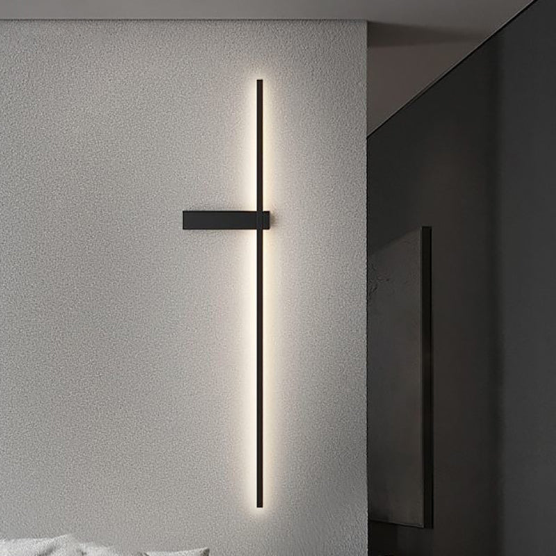 Modern Minimalist Iron Aluminum Silica Strip Line LED Wall Sconce Lamp For Bedroom