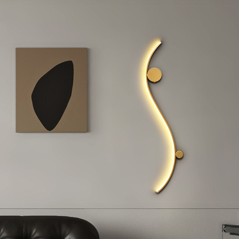 Modern Minimalist Copper Silica Line Wave Circle LED Wall Sconce Lamp For Hallway