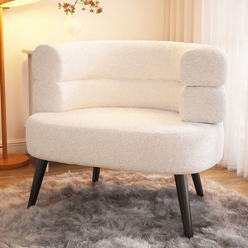 Contemporary Nordic Round Lambswool Upholstered Vanity Stool Backrest Armrest For Bedroom