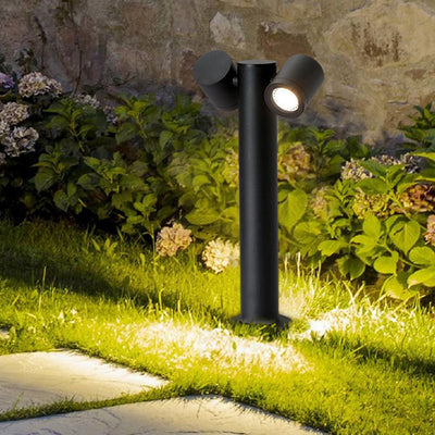 Modern Minimalist Rotatable Cylinder Round Tempered Glass Aluminum LED Outdoor Ground Light For Garden