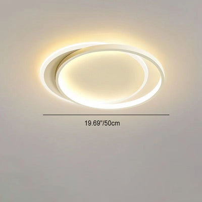 Modern Minimalist Two Round Aluminum Iron Acrylic Silicone LED Flush Mount Ceiling Light For Bedroom