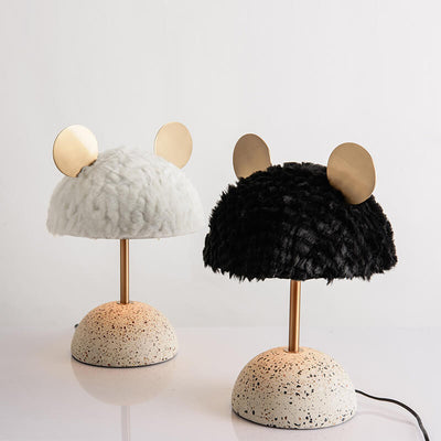 Nordic Creative Mouse Plush Shade Terrazzo Hardware Base 1-Light Table Lamp