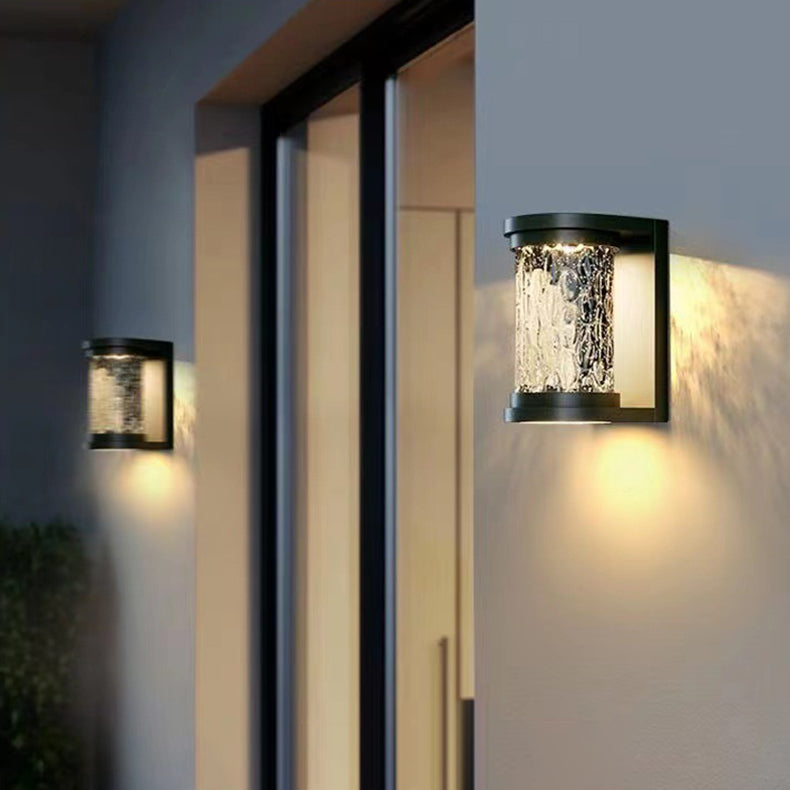 Modern Minimalist Solar Cylinder Stainless Steel Glass LED Outdoor Wall Light For Garden