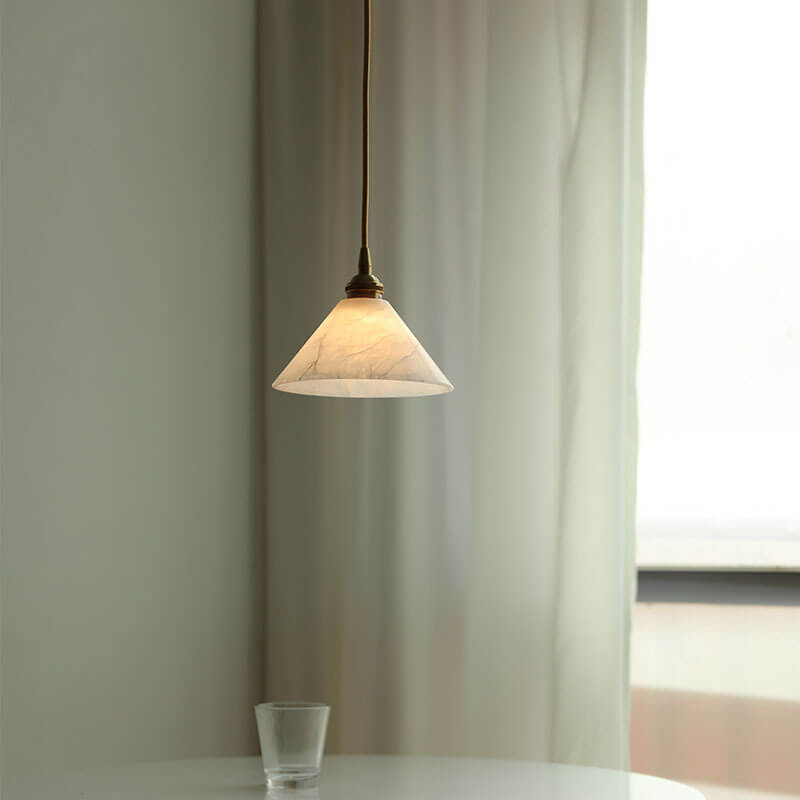 Modern Light Luxury Triangle Cone Lucite Copper 1-Light Pendant Light