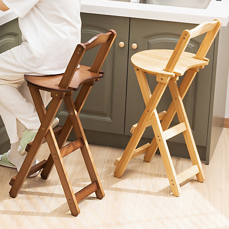 Modern Minimalist Round Square Bamboo Bar Stool Backrest Armless For Dining Room