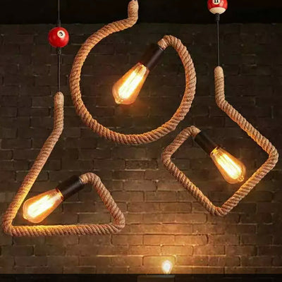 Traditional Farmhouse Hemp Rope Weaving Geometric Figure Billiard Ball Decor 1-Light Pendant Light For Entertainment Room